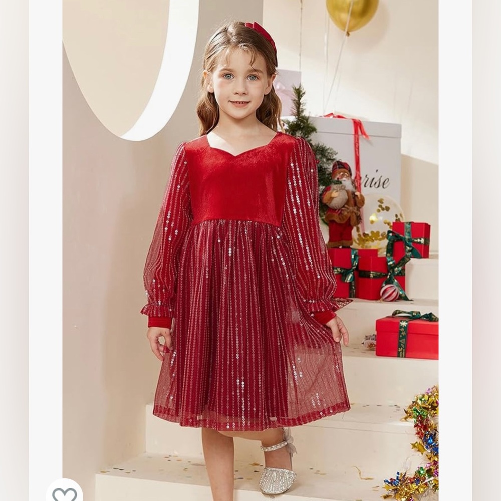 Grace Karin Girls Velvet Sequin Dress Girls Long Sleeve Sequin Dress